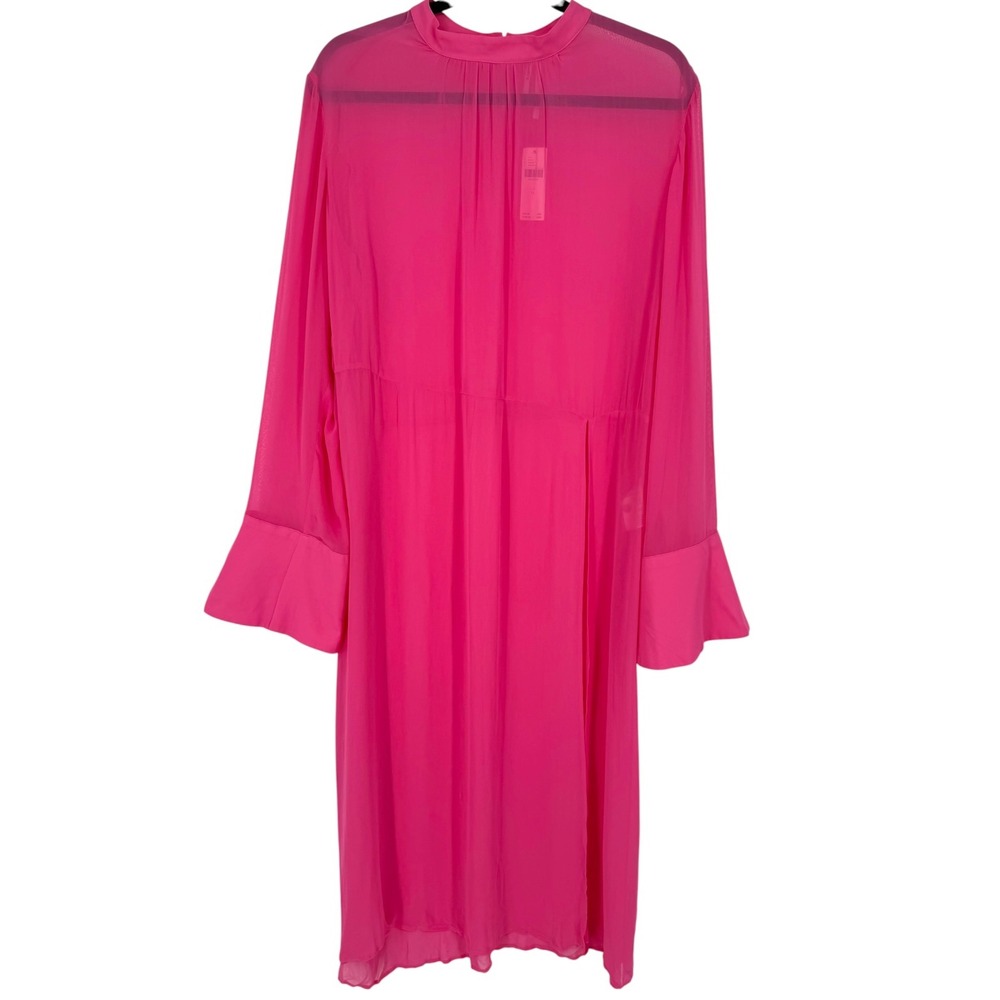 NWT Anthropologie Womens Long Sleeve Sheer Tunic Dress Pink Bell Sleeve Size XL - Picture 5 of 12